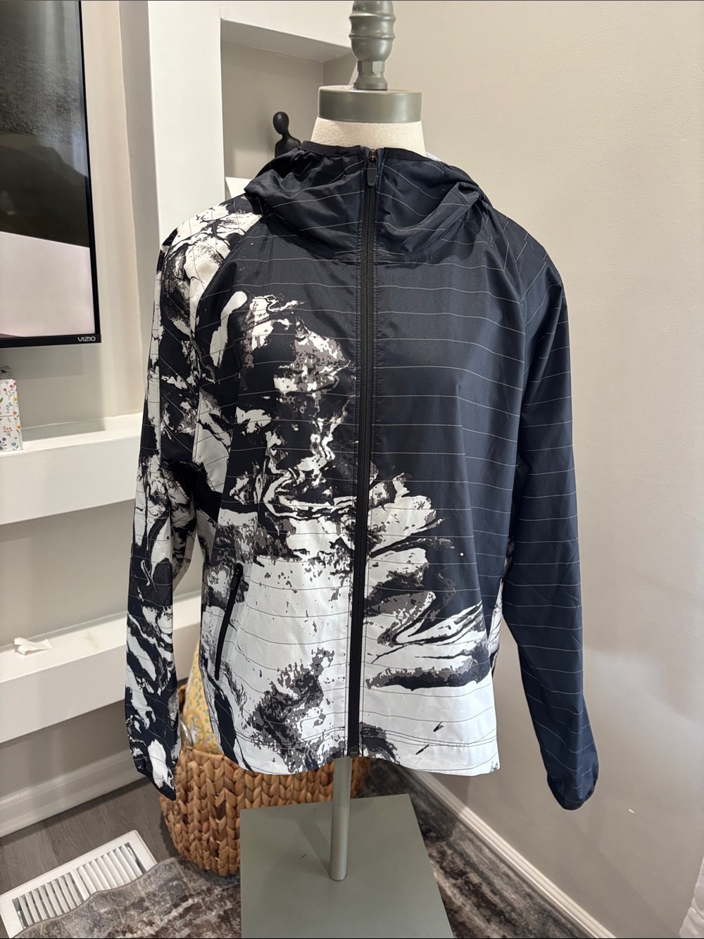 Oakley Black & White Abstract Zip-Up Hooded Jacket